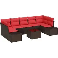 Syfax Ensemble de canapé de jardin 8 pc Marron polyrotin