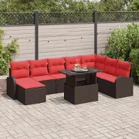 Prolenta Maison Exclusive - Ensemble de canapé de jardin, 9 pièces, en résine tressée marron