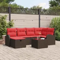 Prolenta Maison Exclusive - Ensemble de canapé de jardin, 7 pièces, couleur marron, en polyrotin