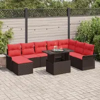 Prolenta Maison Exclusive - Ensemble de canapé de jardin, 9 pièces, couleur marron [Matériau synthétique] : rotin synthétique