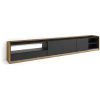 Skraut Home SOKKEL Meuble tv effet bois noir et chêne 310x37x50cm avec Led