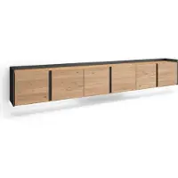 Skraut Home PULLER Meuble tv effet bois de chêne et noir 309x35x50cm suspendu