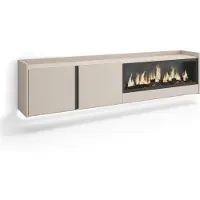 Skraut Home PULLER Meuble tv effet bois beige 212x35x50cm cheminée effet feu XXL