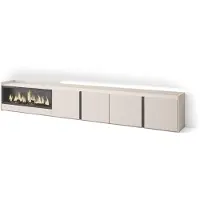 Skraut Home PULLER Meuble tv effet bois beige 315x35x50cm cheminée effet feu XXL
