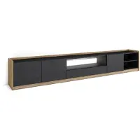 Skraut Home SOKKEL Meuble tv effet bois noir et chêne 310x37x50cm avec Led