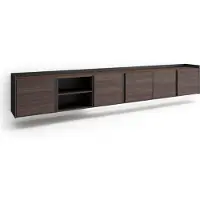 Skraut Home PULLER Meuble tv effet bois de chêne foncé et noir 309x35x50cm suspendu