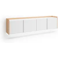 Skraut Home PULLER Meuble tv effet bois blanc et chêne 207x35x50cm suspendu