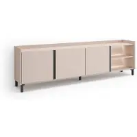 Skraut Home PULLER Meuble tv effet bois beige 207x35x61cm avec pieds