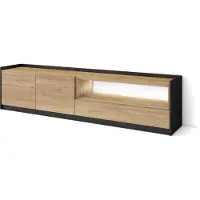 Skraut Home SOKKEL Meuble tv effet bois de chêne et noir 207x37x50cm avec Led