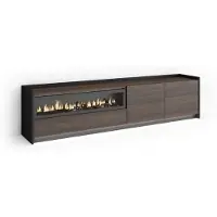 Skraut Home SOKKEL Meuble tv effet bois de chêne et noir 207x37x50cm cheminée effet feu