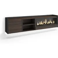 Skraut Home PULLER Meuble tv effet bois de chêne et noir 212x35x50cm cheminée effet feu