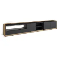 Skraut Home SOKKEL Meuble tv effet bois noir et chêne 310x37x50cm avec Led