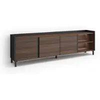 Skraut Home PULLER Meuble tv effet bois de chêne foncé et noir 207x35x61cm avec pieds