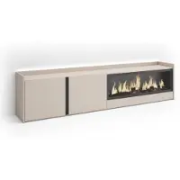 Skraut Home PULLER Meuble tv effet bois beige 212x35x50cm cheminée effet feu XXL