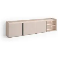 Skraut Home Meuble tv effet bois beige 207x35x50cm avec Led