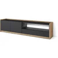 Skraut Home SOKKEL Meuble tv effet bois noir et chêne 207x37x50cm avec Led