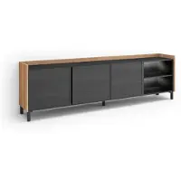 Skraut Home PULLER Meuble tv effet bois noir et chêne 207x35x61cm avec pieds