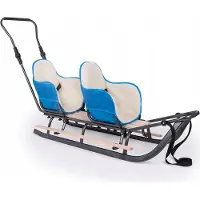 Sonstiges Luge avec sous-vêtements 135cm luge jumelle ligne de traction luge enfant siège en bois métal sac d'hiver DUO Twin ; bleu