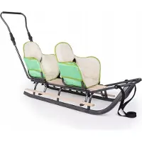 Sonstiges Luge avec sous-vêtements 135cm luge jumelle ligne de traction luge enfant siège en bois métal sac d'hiver DUO Twin ; vert