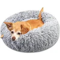 OEM Coussin pour chien, lavable, en peluche, pour petits chiens, 50 cm de diamètre, gris