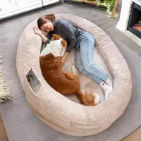 OEM Coussin pour chien - Lit pour chien chaud et confortable pour les humains - Housse amovible (beige)