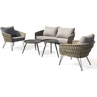 DCB Groupe Salon de jardin en corde tissée et acier