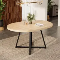 Flieks Table à rallonges , pour 4 à 6 personnes, table à coins arrondis, table ronde 100-140 x 100 x 75 cm, couleur chêne