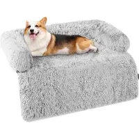 OEM Lit pour chien, couverture anti-usure, banc pour chien, protection pour banc, coussin lavable et antidérapant pour chiens de taille moyenne, dimensions L : 95 x 85 x 16 cm, gris clair