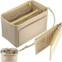 OEM Sac beige avec organiseur et poche, petit format, sac à main avec porte-monnaie et organiseur