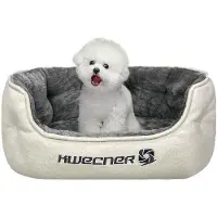 OEM Lit pour petits chiens - Lit lavable et moelleux - Meuble pour petits chiens avec fond antidérapant - Panier gris pour dormir et se blottir (couleur crème)