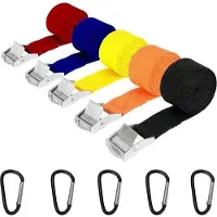 OEM Sangles d'arrimage pour voiture et vélo, lot de 5 pièces, 25 mm x 1,5 m, multicolores, avec mousquetons et cliquets, pour voiture, vélo, moto, bagages et camping.