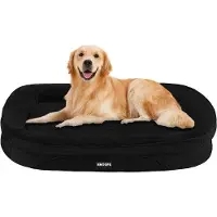 OEM Lit orthopédique pour chien, coussin pour chien, soutien cervical sur les quatre côtés, fond antidérapant, housse lavable et amovible, tailles moyenne et grande pour chiens, 106 x 79 x 17 cm, noir