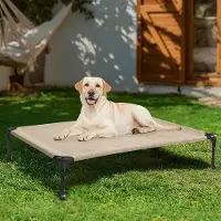 OEM Lit pour chien d'extérieur, lit surélevé, grand lit pour chien, en maille textile lavable et résistante pour l'intérieur et l'extérieur, beige, 107 x 76 x 18 cm