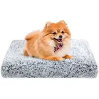 OEM Lit pour chien, petit coussin pour chien, lavable, tapis moelleux pour chien, peluche longue, rembourrage moelleux, lit multifonctionnel pour chien, gris foncé, 50 x 40 x 5 cm