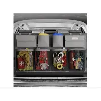 Famanu Organiseur de coffre, 3e génération, capacité accrue, avec filet élastique et structure à 4 compartiments, sac de coffre, organiseur de coffre de voiture (gris)