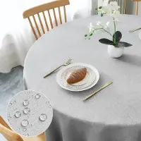 OEM Nappe en polyester gris clair, ronde, 120 cm, lavable, pour le salon, la salle à manger, le balcon ou le jardin