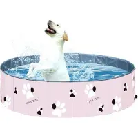 OEM Bain pour chien - Pliable - PVC - Pour petits chiens - Léger et portable - Rose - 60 x 20 cm