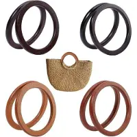 OEM Poignées rondes en bois pour sacs de plage au crochet, disponibles en 4 couleurs