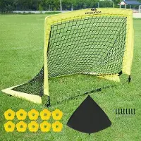 Famanu Kit de but de football en 2 parties - But de football pliable avec casques et vis de fixation - Rapide à monter, portable et stable - Kit de but de football en 2 parties, 97 x 80 cm