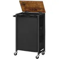 OEM Panier à linge vintage avec couvercle, 43,4 l, sac en tissu Oxford, peu encombrant, marron et noir EBF24XY01G2