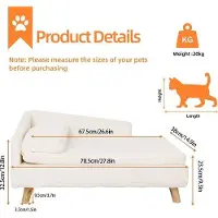 OEM Panier pour chien - Imperméable - Pieds en bois - Imperméable - Blanc - Taille : S - 70 x 40 x 39 cm
