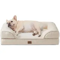 OEM Lit orthopédique pour petits chiens, 76 x 51 x 15 cm, coussin pour chien en tissu Traumstoff, lavable, imperméable, antidérapant, beige
