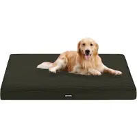 OEM Lit orthopédique pour chien, coussin de 10 cm d'épaisseur pour chiens de taille moyenne et grande, tapis amovible et lavable, fond antidérapant, base imperméable, 112 cm, vert olive