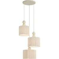 QAZQA Suspension Japandi beige avec abat-jour en lin 3 lumières - Fedde