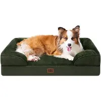 OEM Lit orthopédique pour grands chiens, 104 x 69 x 15 cm, imperméable, antidérapant, lit pour chien à bords hauts, noir et vert