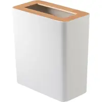 Famanu Poubelle de recyclage en acier et bois de 10 litres, blanche, rectangulaire, au design minimaliste, 28 x 15 x 30 cm
