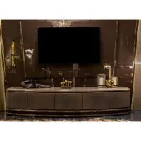 AEA Meuble TV chic beige - Commode TV en bois luxueuse pour le salon