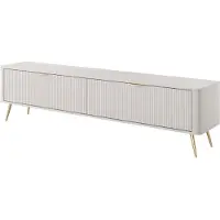 3Xeliving Meuble TV, beige, 200 x 51 cm, avec 2 compartiments de 38 cm de large, dimensions totales : 51,2 x 200 x 38 cm
