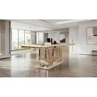 AEA Table de salle à manger luxueuse aux détails dorés et au design élégant