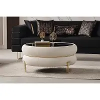 Xl Moebel Gmbh Table basse ronde blanche avec rembourrage moelleux pour le salon